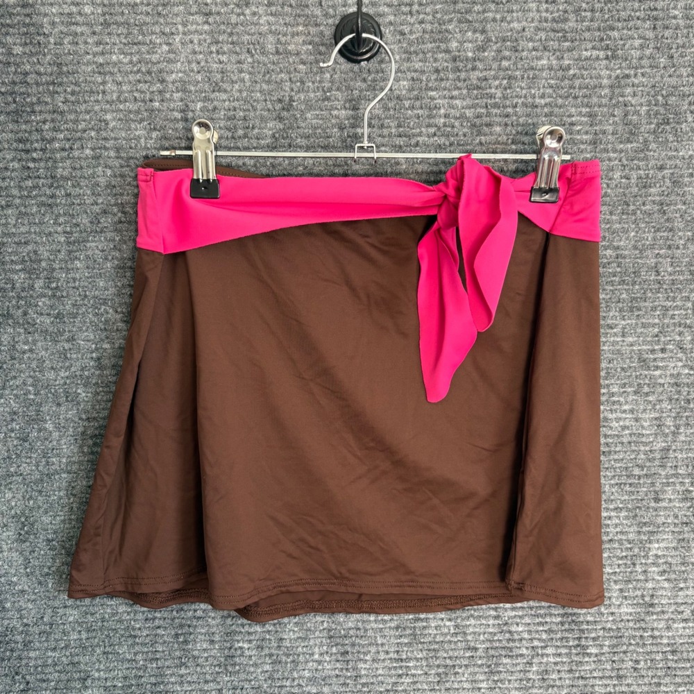 DKNY Womens Brown Pink Tie Waist Swim Skirt Bottom Size Medium